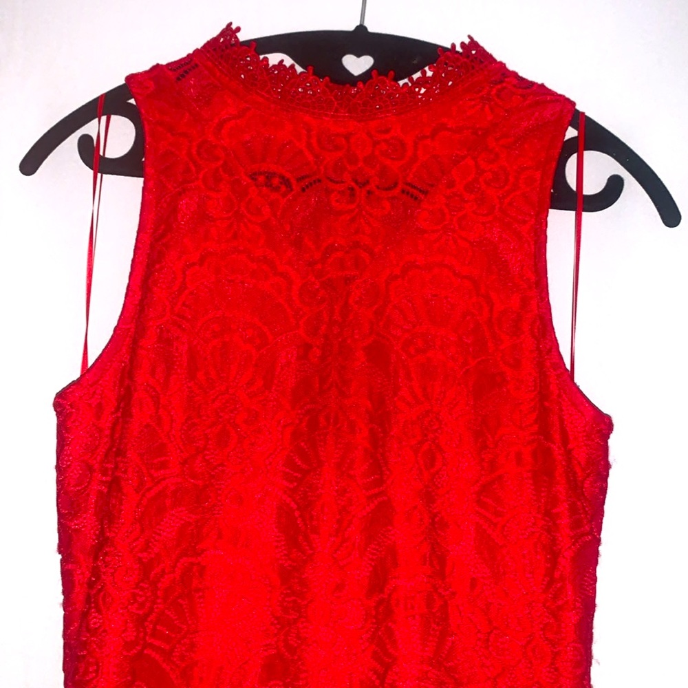 Francesca’s Red Colleen High neck Lace